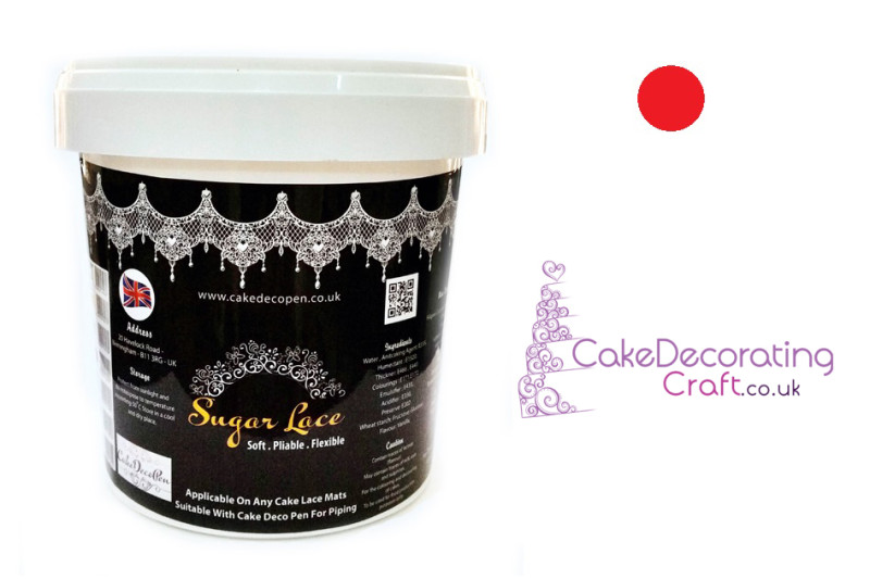Edible Cake Lace Powder | 200 Grams | Red | 2 Part ( Mix + Liquid)